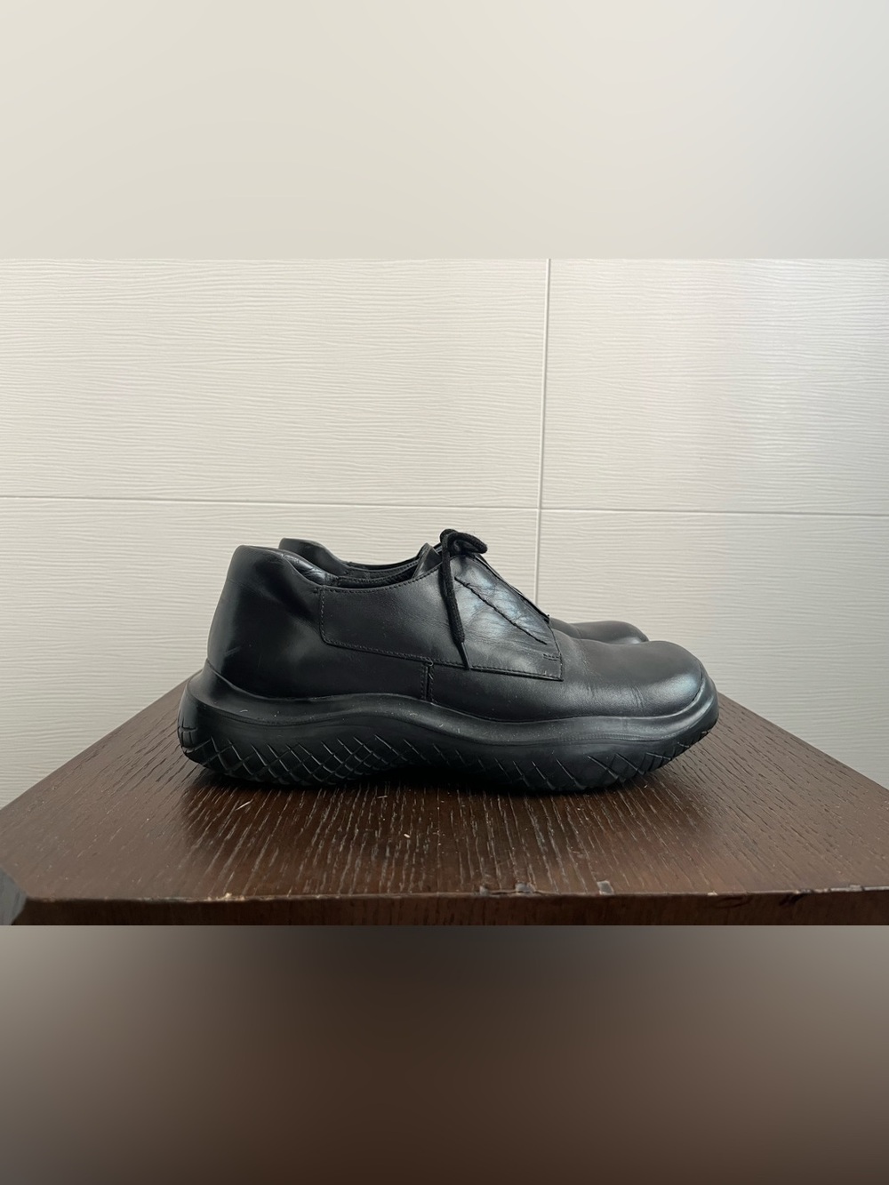 Prada Sport Black Leather Lace-Up derbies - size 37